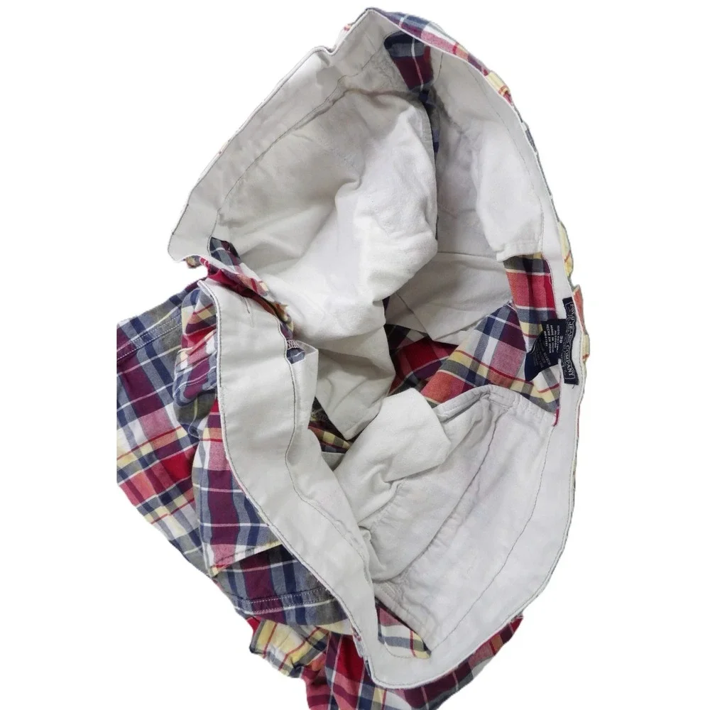 Y2K Polo Jeans Co Ralph Lauren Plaid‎ Shorts Men 38 Red Blue Cotton Chino Preppy